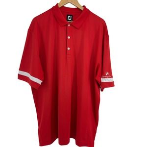 FJ FootJoy Men 2XL Performance Golf Polo Red Short Sleeve Shirt Big Tall Logo